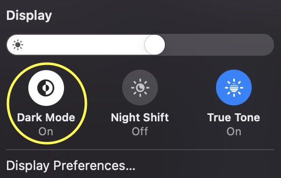 Dark Mode settings example